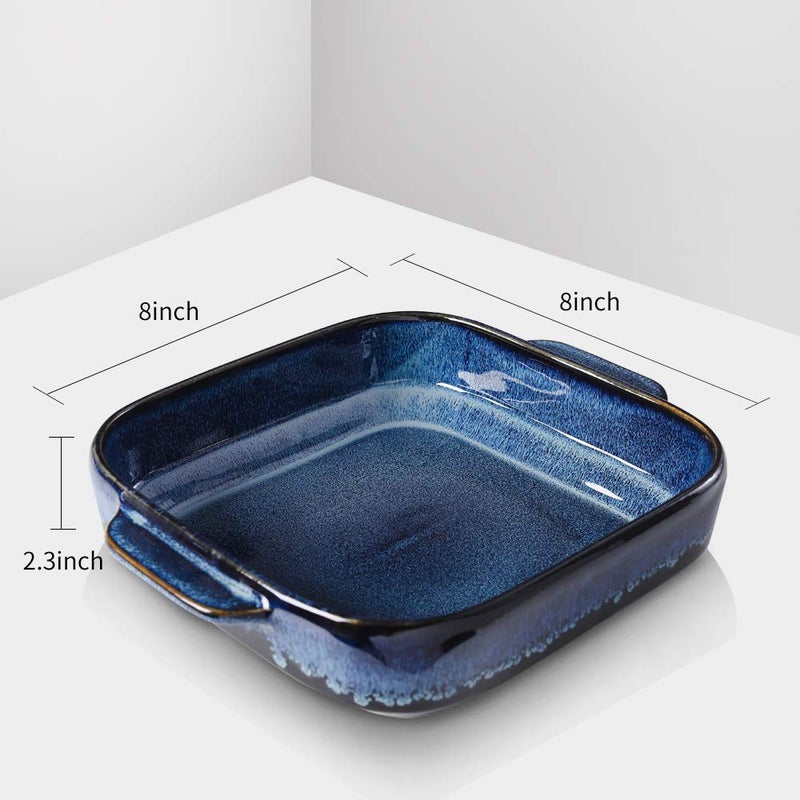 KOOV Ceramic Bakeware  8x8 Baking Dish  Square Baking Pan  Ceramic Baking Dish  Brownie Pans for Cake Dinner  Kitchen  Reactive Glaze (Nebula Blue) - Image 3